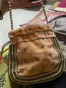 Pitch Pearl Beaded Potli