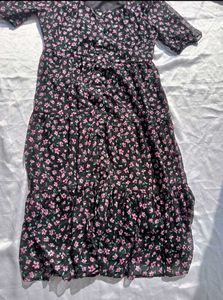 (Max) Floral Print Button Down A-line Dress