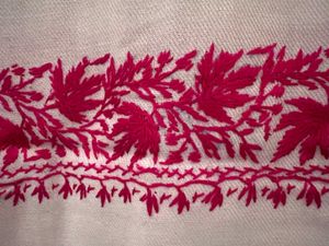 Embroidered White &amp; Pink Shawl