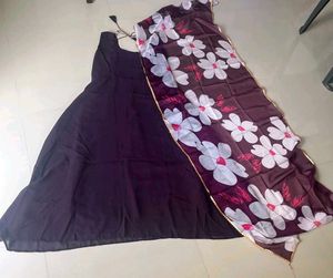 Wine Colour Kurta With Dupatta