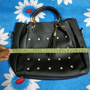 Black Studded Bag Peach Colour Purse Red Side Ba