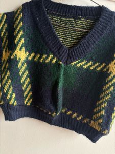 Plaid Knit Sweater Vest Top
