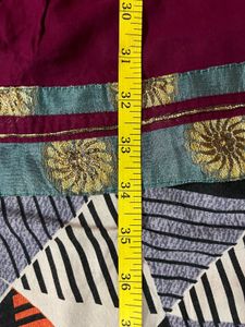 Magenta Pleated Tunic - Floral Yoke - Size L