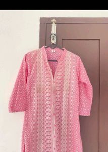 Baby Pink Chikankari Kurti