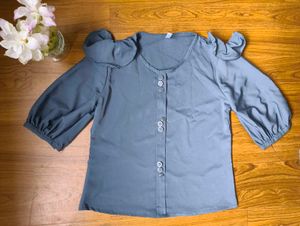 Gray Button-Down Top