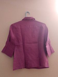 Purple Linen Button-Down