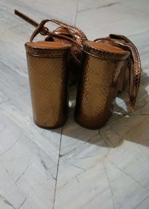 Gold Snakeskin Platform Heels