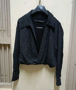 Stylish Black Patterned Jacket 10/10