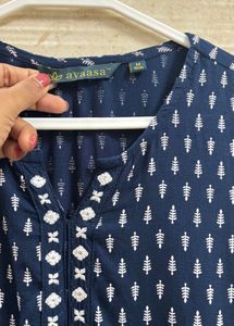 Navy Print Midi Dress