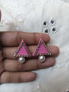 Pink &amp; Pearl Geometric Earring Set