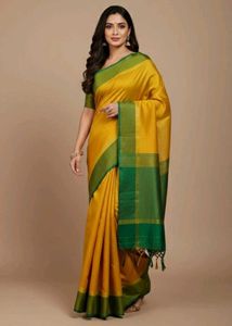 unused new Elegant Yellow & Green Saree