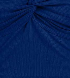 Blue Ruffle Sleeve Crop Top