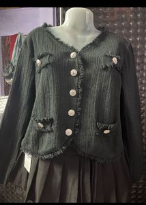 Chic Black Tweed Jacket