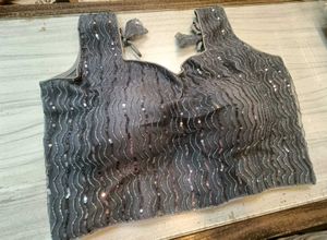 Grey Net &amp; Sequins Blouse