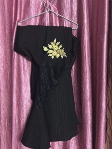 Pinstripe Flare Pants with Crop Top
