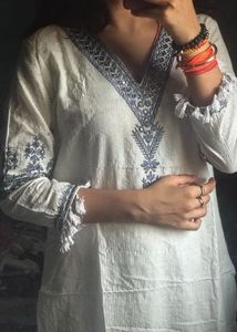 Embroidered White Kurta Set