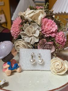 Heart Pearl Drop Earrings