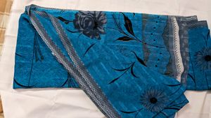 Shining Type - Beautiful Blue - Grey Combo Saree