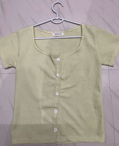 Cute Light Green Button-Up Top