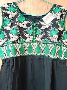 Neck Embroidered Aline Kurta With Brocade Border