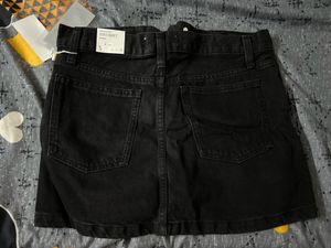 Mango Black denim Mini Skirt- New With Tag-Waist28
