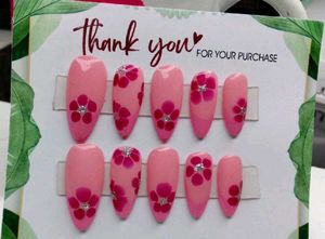Limited Offer! Pink Flower Press-On Nails