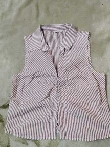 Striped Sleeveless Blouse