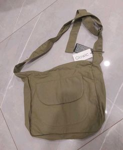 Olive Green Canvas Messenger Bag