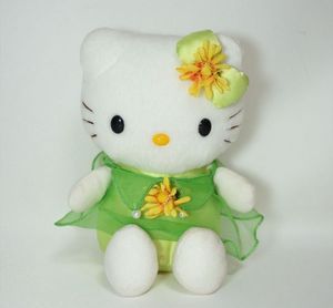 Hello kitty sanrio Plush Green Flower dress 7.5”