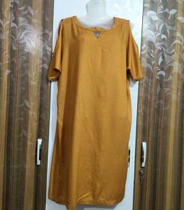 Mustard Cold Shoulder Dress