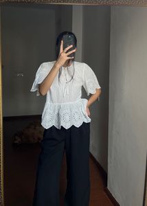 NEW LOOK White Broderie Anglaise Tie Front TOP
