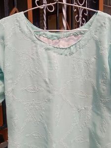 Mint Green Embroidered Kurti