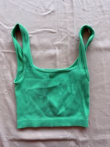 Green Ribbed Tank Top