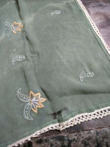 Nice Olive Colour Salwar Big Pant Long Dupatta