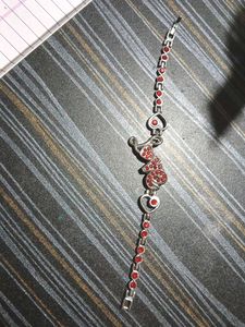 "Crimson Love Heart Charm Bracelet"