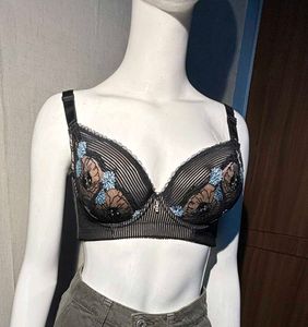Elegant Black Floral Bra