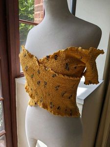 Yellow Smocked Crop Top