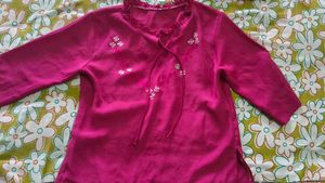 Pink Floral Embroidered Top