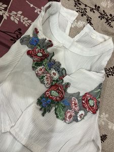 Floral Embroidered Cold Shoulder Top