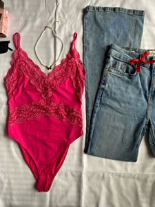 Zara Pink Lace Bodysuit