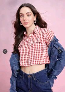 Red Gingham Crop Top