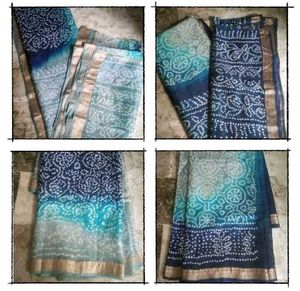 6Brand New Bandhani cotton silk saree set