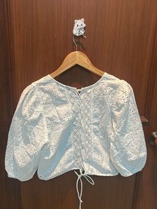 White Eyelet Puff Sleeve Top