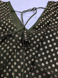 Mehendi Green Full Hands Blouse - Back Open