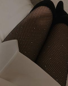 Black Fish Net Rhinestone Stockings