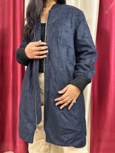 Navy Blue Long Overcoat