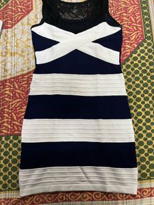Navy & White Striped Bodycon