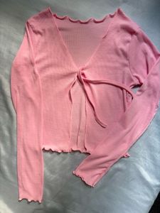 Pink Tie-Front Top