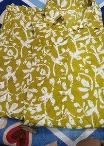 Green &amp; White Kurta Set