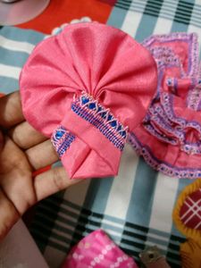 Pink Colour Dress For Laddu Gopal With Topi